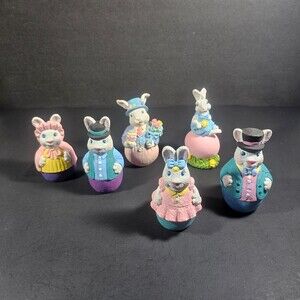 Vtg Wee Crafts Roly Poly Bunnies #21108 Hand-Painted Easter Craft Set